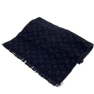 LOUIS VUITTON Monogram Black Wool Scarf